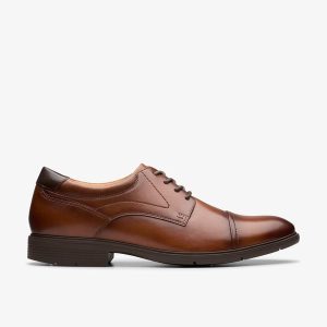 Men's Eldredge Cap Dark Tan Leather Oxford Shoes| Clarks