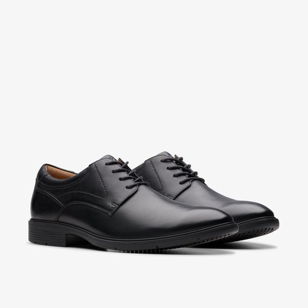 Men's Eldredge Plain Black Leather Oxford Shoes| Clarks - Image 4
