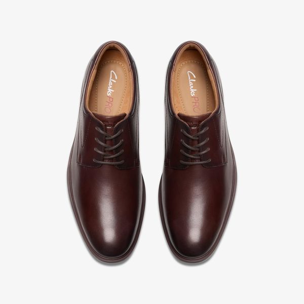 Men's Eldredge Plain Dark Brown Leather Oxford Shoes| Clarks - Image 6