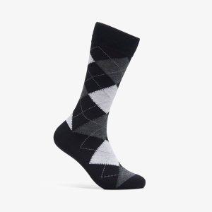 Men's Moisture Wicking Argyle Black Crew Socks