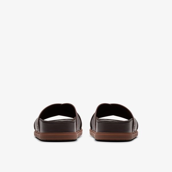 Mens Torford Cross Brown Leather Flat Slide Sandals - Image 5
