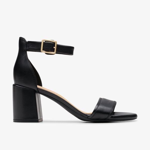 Women's Ezoria Mae Black Leather Heeled Sandals