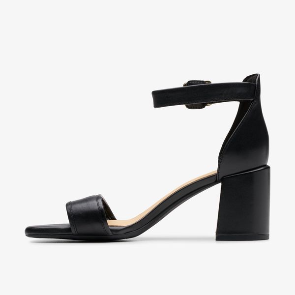 Women's Ezoria Mae Black Leather Heeled Sandals - Image 2