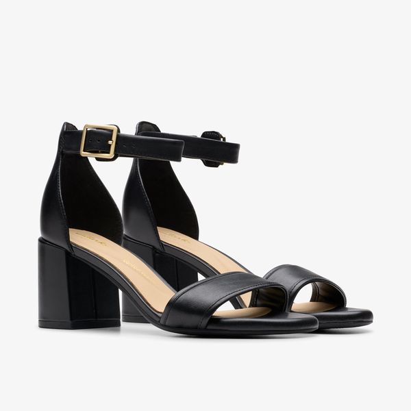 Women's Ezoria Mae Black Leather Heeled Sandals - Image 4