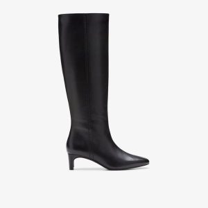 Womens Edina Tall Black Leather Knee High Boots