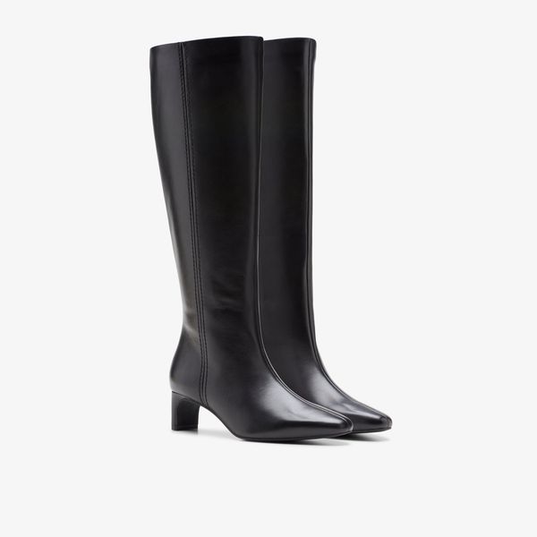 Womens Edina Tall Black Leather Knee High Boots - Image 4