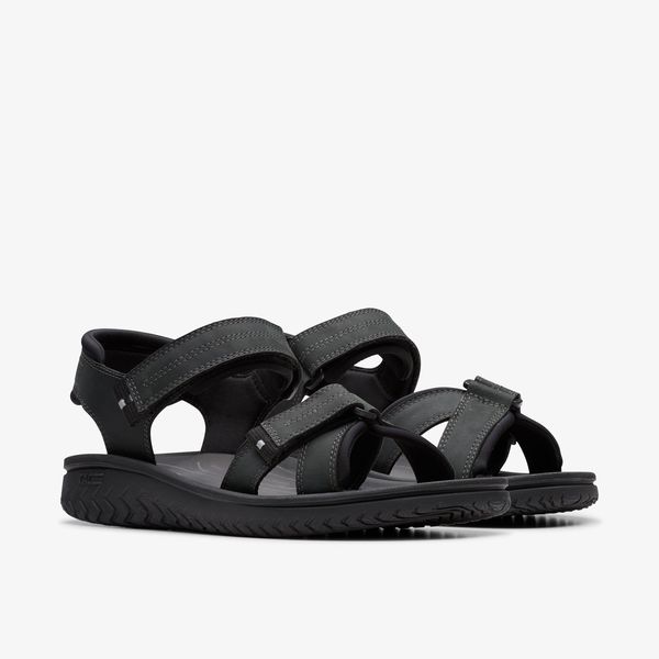 Mens Wesley Shore Black Leather Sandals - Image 4