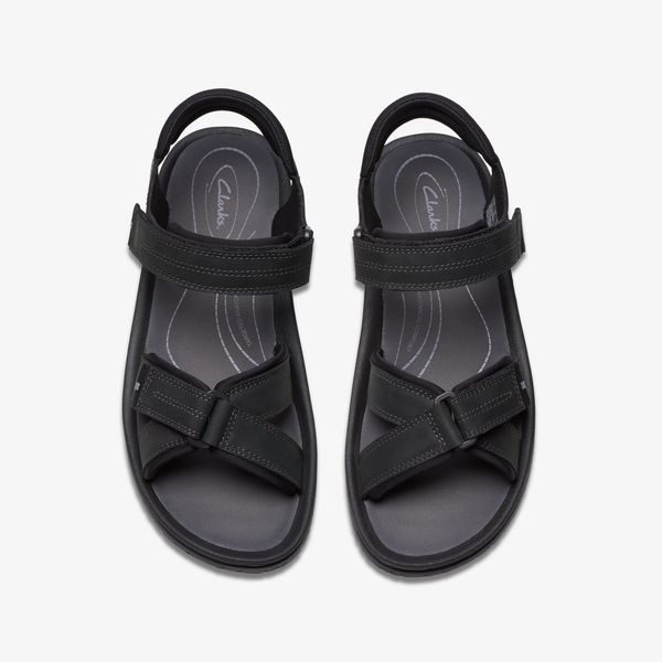 Mens Wesley Shore Black Leather Sandals - Image 6