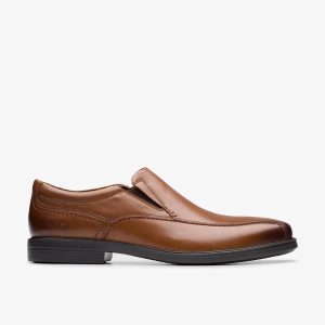 Mens Dresslite Step Dark Tan Leather Loafers