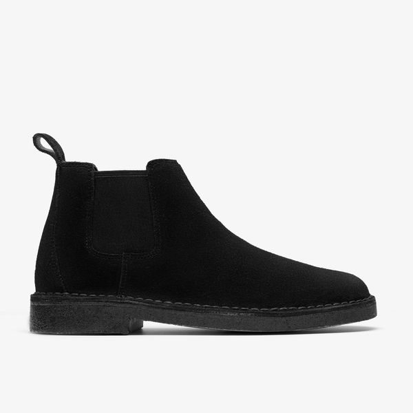 Mens Desert Chelsea Black Suede Boots