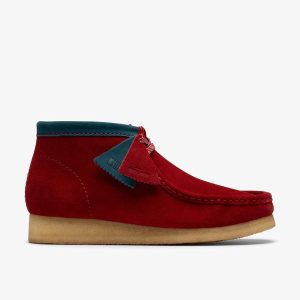 Mens Wallabee Boot Dark Red Suede Boots| Clarks