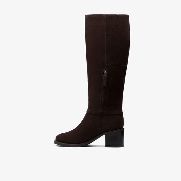 Womens Chamberly Hi Dark Brown Suede Knee High Boots - Image 2