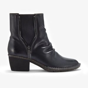 Womens Kastela Zip Black Leather Ankle Boots