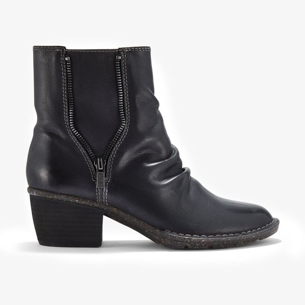 Womens Kastela Zip Black Leather Ankle Boots