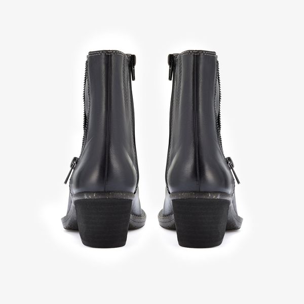 Womens Kastela Zip Black Leather Ankle Boots - Image 5