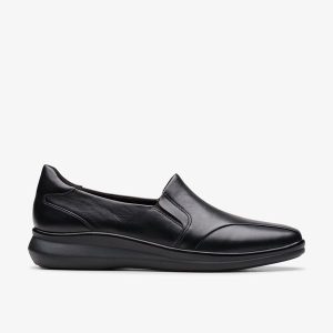 Womens Lynell Edge Black Leather Loafers