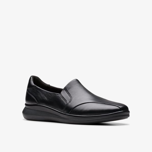 Womens Lynell Edge Black Leather Loafers - Image 4