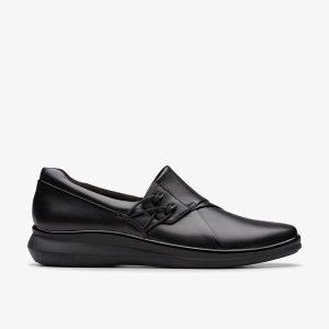 Womens Lynell Slip Black Leather Slip-Ons