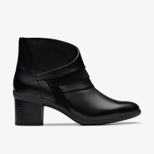 Womens Shaya Sky Black Leather Ankle Boots
