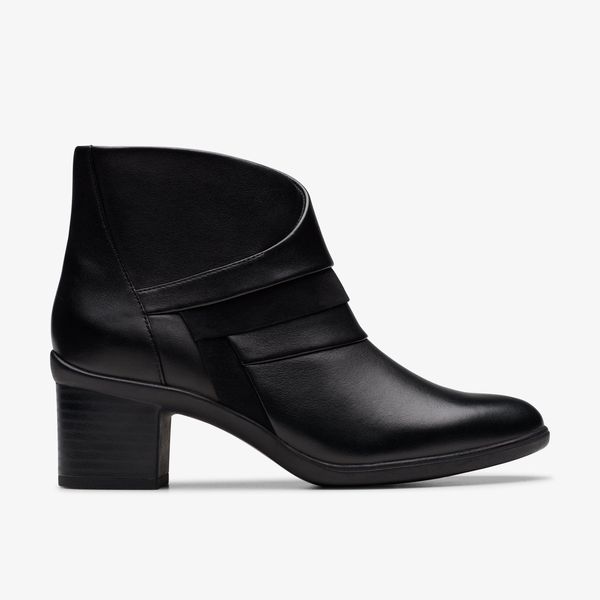 Womens Shaya Sky Black Leather Ankle Boots