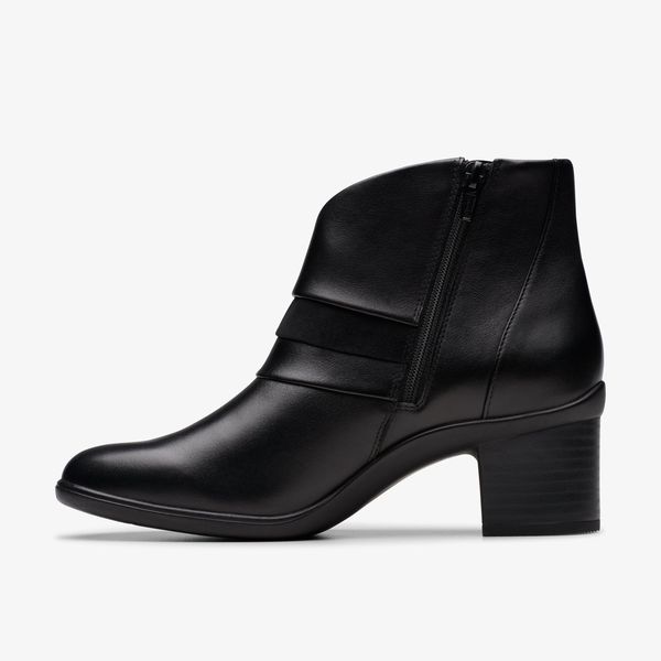 Womens Shaya Sky Black Leather Ankle Boots - Image 2
