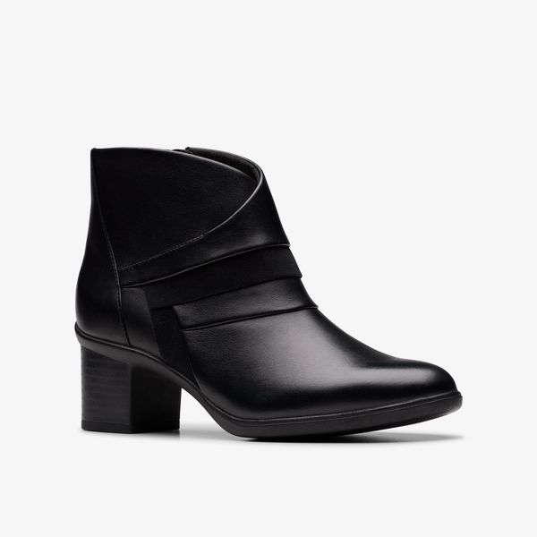 Womens Shaya Sky Black Leather Ankle Boots - Image 4