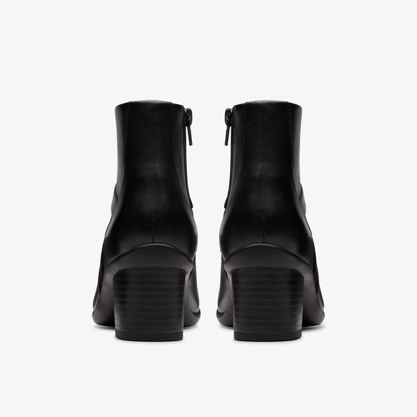 Womens Shaya Sky Black Leather Ankle Boots - Image 5