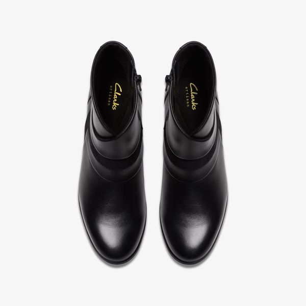 Womens Shaya Sky Black Leather Ankle Boots - Image 6