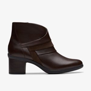 Womens Shaya Sky Dark Brown Leather Ankle Boots