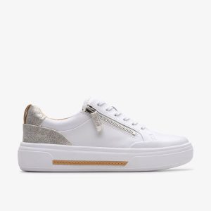 Womens Hollyhock Zip Silver  Leather Sneakers
