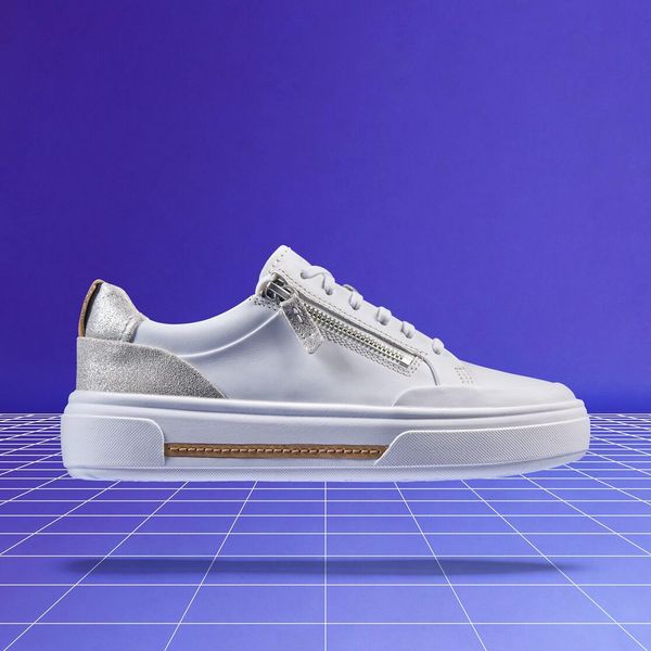 Womens Hollyhock Zip Silver Leather Sneakers - Image 7