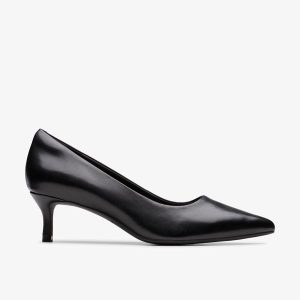WOMENS Zarey Court Black Leather Court Shoes