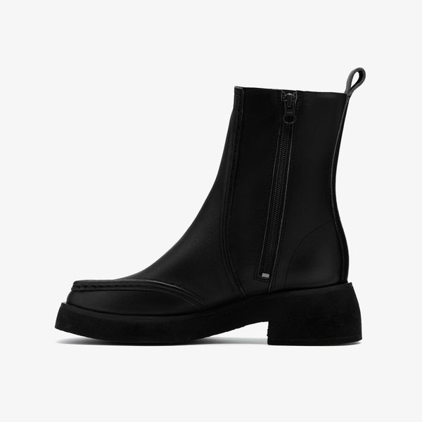 Womens Effery Zip Black Leather Boots - Image 2