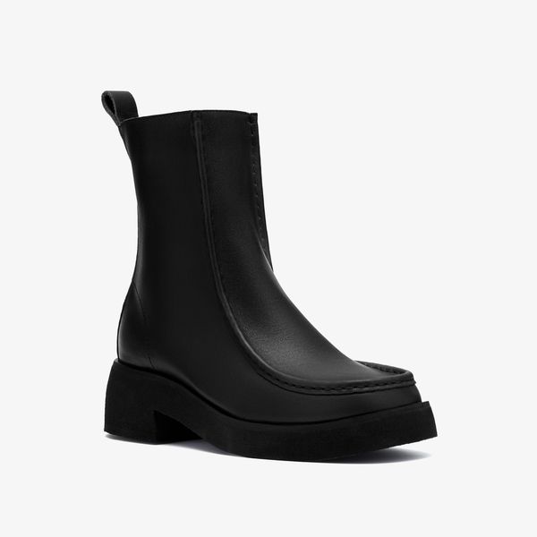 Womens Effery Zip Black Leather Boots - Image 4