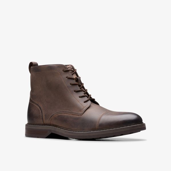 Mens Aldwin Cap Brown Leather Boots| Clarks - Image 4