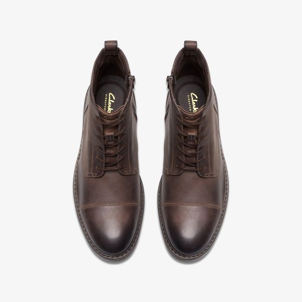 Mens Aldwin Cap Brown Leather Boots| Clarks - Image 6