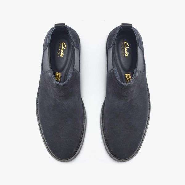 Mens Clarkdale Easy Navy Suede Chelsea Boots - Image 6