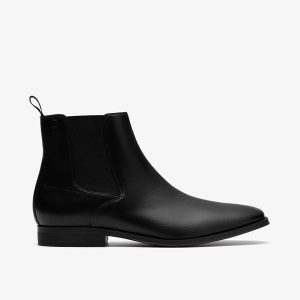 Mens Paulton Easy Black Leather Chelsea Boots