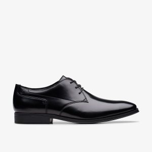 Mens Paulton Lace Black Hi Shine Leather Oxfords
