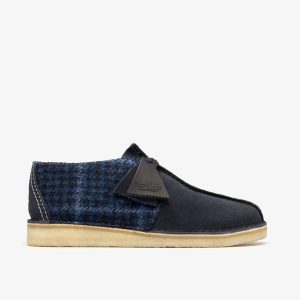 Mens Desert Trek Navy Tweed Shoes
