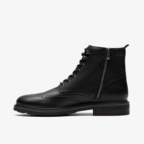 Mens Newford Lace Boots Black Leather - Image 2