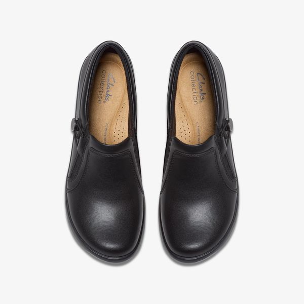 Womens Angie Holly Black Leather Troer Shoes - Image 6
