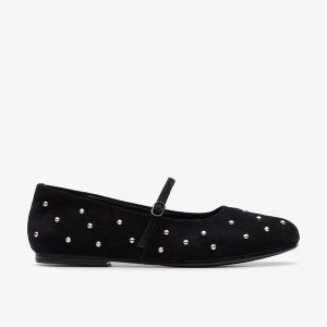 Womens Livia Stud Black Suede Mary Janes
