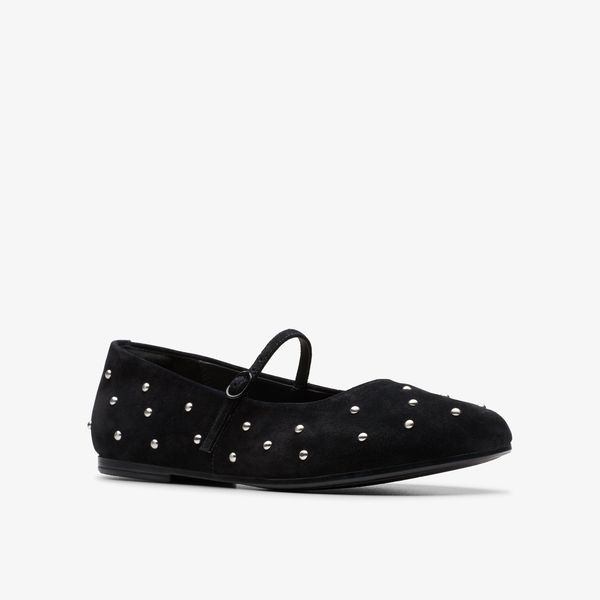 Womens Livia Stud Black Suede Mary Janes - Image 4