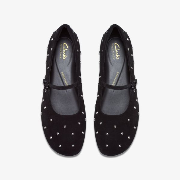 Womens Livia Stud Black Suede Mary Janes - Image 6