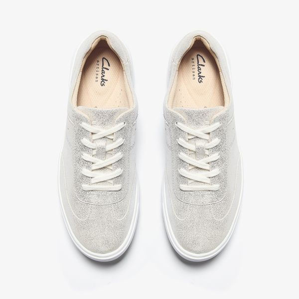 Womens Makea Court Metallic Leather Sneakers - Image 6