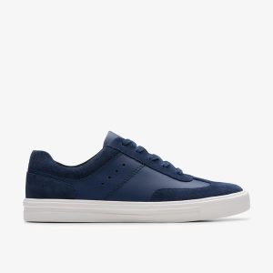 Womens Makea Court Navy Leather Sneakers