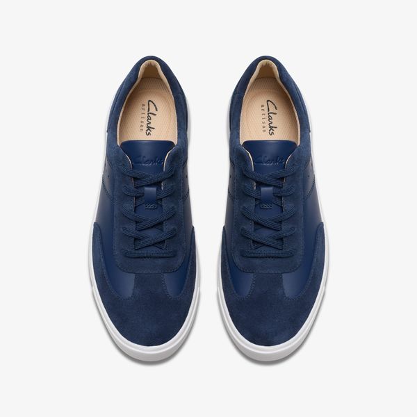 Womens Makea Court Navy Leather Sneakers - Image 6