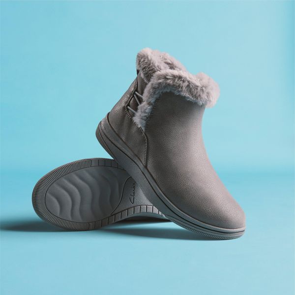 Womens Breeze Fur Dark Grey Ankle Boots - Image 7