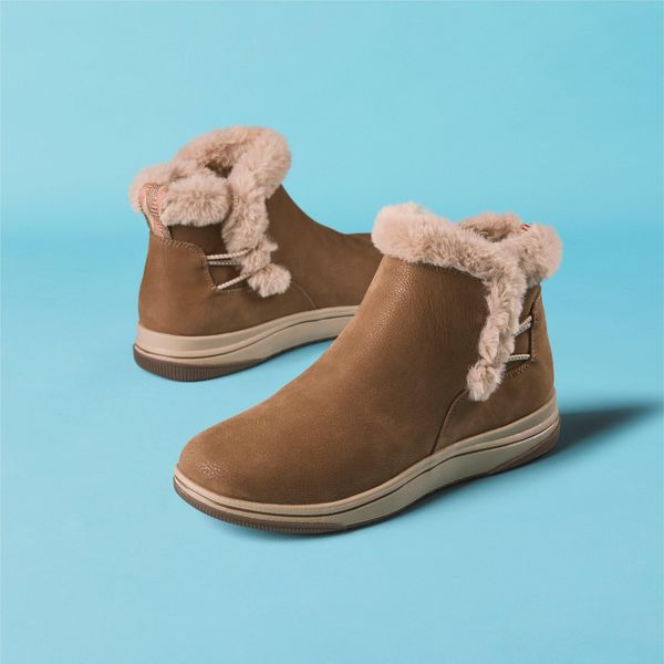 Womens Breeze Fur Dark Tan Ankle Boots - Image 3